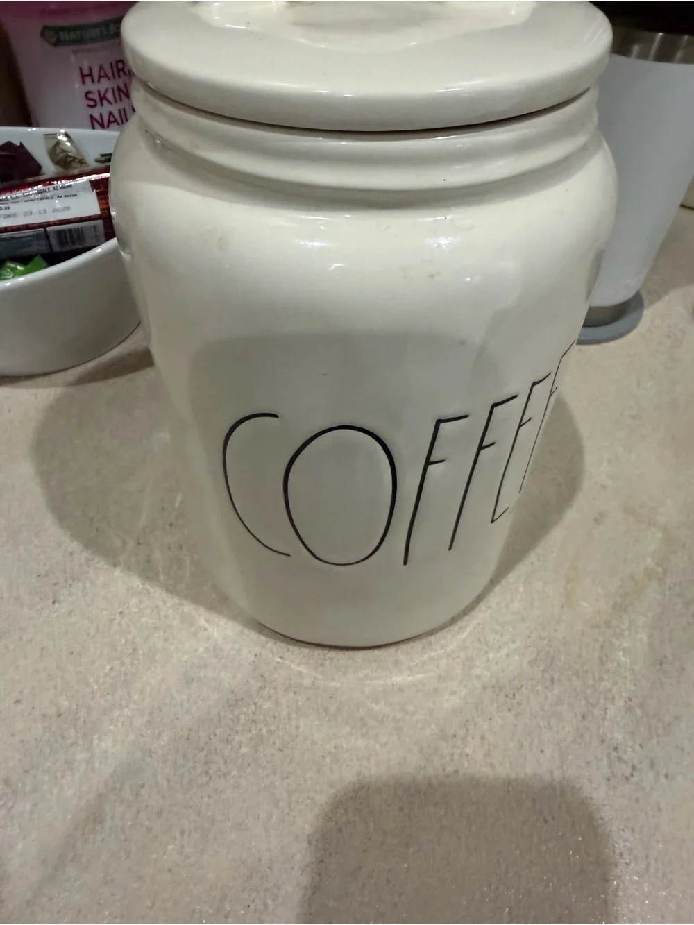 Rae Dunn Cream Ceramic COFFEE Canister with Black Lettering